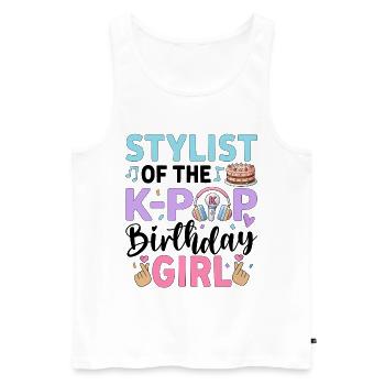 Coiffeuse de la fille d’anniversaire de K Pop - Débardeur bio Premium Homme - blanc - Devant - Michal (187cm)