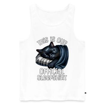 Chemise de nuit noire chat - Débardeur bio Premium Homme - blanc - Devant - AI Model Male 178 light (178cm)