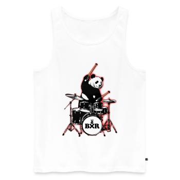 Panda Bär Drummer mit Drumset BXR mit Schlagzeug - Männer Premium Bio Tank Top - Weiß - Vorne - Michal (187cm)