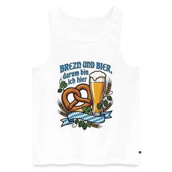 Brezen und Bier | Bayern Vibes - Männer Premium Bio Tank Top - Weiß - Vorne - AI Model Male 178 light (178cm)