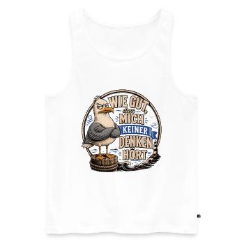 Möwe Wie gut dass mich keiner denken hört Shirt - Männer Premium Bio Tank Top - Weiß - Vorne - Michal (187cm)