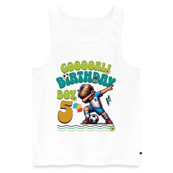 5 . Birthday Football - Men's Premium Organic Tank Top - white - Front - AI Model Male 178 light (178cm)