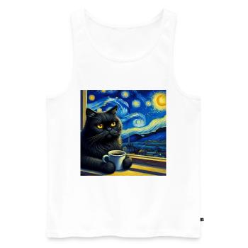 Black Cat Starry Night - Men's Premium Organic Tank Top - white - Front - Michal (187cm)