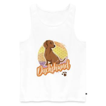 Dackel Hund Vintage Dachshund für Hundeliebhaber - Männer Premium Bio Tank Top - Weiß - Vorne - Michal (187cm)