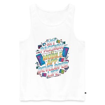 Mobile App Developer My Passion My Mobile Coding - Männer Premium Bio Tank Top - Weiß - Vorne - AI Model Male 178 light (178cm)