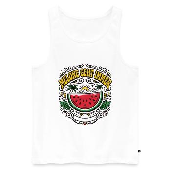 Melone Geht Immer – Wassermelone Sommer - Männer Premium Bio Tank Top - Weiß - Vorne - Michal (187cm)