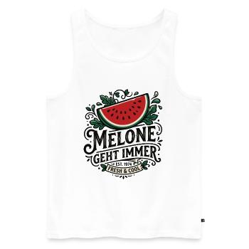Melone Geht Immer Retro Logo - Männer Premium Bio Tank Top - Weiß - Vorne - Michal (187cm)