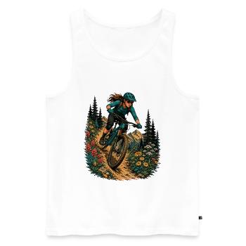 MTB Woman Trail Flowers Mountains Biker Nature Outdoors - Men's Premium Organic Tank Top - white - Front - Michal (187cm)