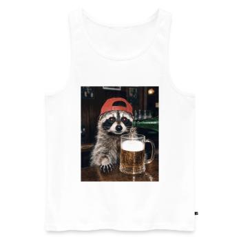 Raccoon, Beer, Meme, Funny Photo - Men's Premium Organic Tank Top - white - Front - Michal (187cm)
