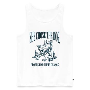 Funny Mom She Chose The Dog - Men's Premium Organic Tank Top - white - Front - Michal (187cm)