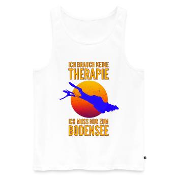 Ich brauche keine Therapie ich muss zum Bodensee - Männer Premium Bio Tank Top - Weiß - Vorne - Michal (187cm)