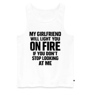 Humor Couple Girlfriend Jealous Funny Gift - Men's Premium Organic Tank Top - white - Front - Michal (187cm)