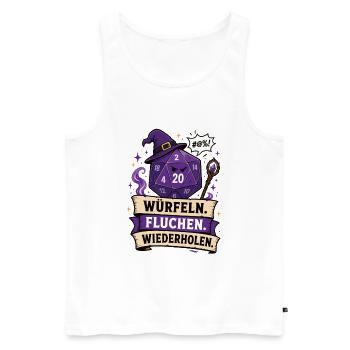Würfeln Fluchen Wiederholen Shirt - Männer Premium Bio Tank Top - Weiß - Vorne - Michal (187cm)