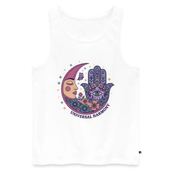 Spiritualité Géométrie Sacrée Harmonie Universelle - Débardeur bio Premium Homme - blanc - Devant - Michal (187cm)
