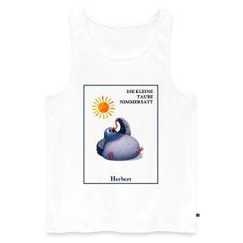 DIE KLEINE TAUBE NIMMERSATT - Herbert mit Wurm - Männer Premium Bio Tank Top - Weiß - Vorne - Michal (187cm)