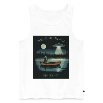 Space Fisherman : La vérité t’attend - Débardeur bio Premium Homme - blanc - Devant - Michal (187cm)