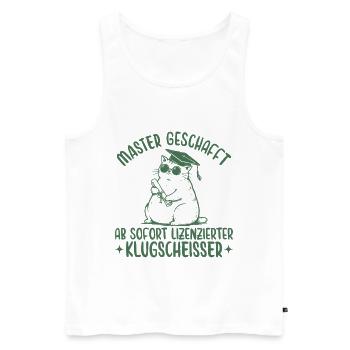 Master Abschluss Katze Lizenzierter Klugscheißer - Männer Premium Bio Tank Top - Weiß - Vorne - Michal (187cm)