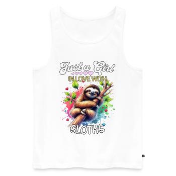 Sloth Girl Sloth - Men's Premium Organic Tank Top - white - Front - Michal (187cm)