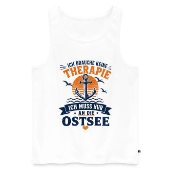 Ich brauche keine Therapie ich muss an die Ostsee - Männer Premium Bio Tank Top - Weiß - Vorne - Michal (187cm)