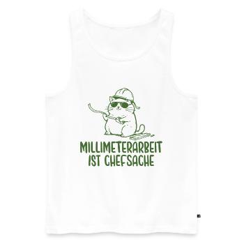 Handwerker Katze Millimeterarbeit ist Chefsache - Männer Premium Bio Tank Top - Weiß - Vorne - Michal (187cm)