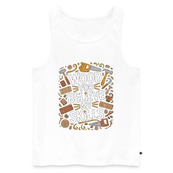 Ébéniste en bois Tu crois mon meublier - Débardeur bio Premium Homme - blanc - Devant - Michal (187cm)