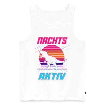 Nachts aktiv – Retro Dinosaurier im Neonlook - Männer Premium Bio Tank Top - Weiß - Vorne - Michal (187cm)