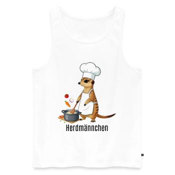 Herdmännchen Koch Gastronomie Beikoch Lustig  - Männer Premium Bio Tank Top - Weiß - Vorne - Michal (187cm)