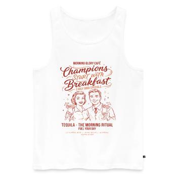 Champions du café brunch drôle du petit-déjeuner - Débardeur bio Premium Homme - blanc - Devant - Michal (187cm)