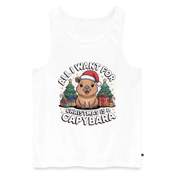 Capybara Christmas Wish - Men's Premium Organic Tank Top - white - Front - Michal (187cm)