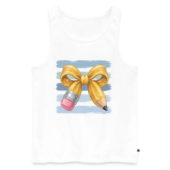 Gold pencil with bow artwork - Men's Premium Organic Tank Top - white - Front - Michal (187cm)