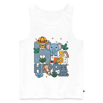 H c’est pour Hippo Zoo Party Jungle Zoo Birthday - Débardeur bio Premium Homme - blanc - Devant - Michal (187cm)