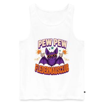 Pew Pew Fledermausclub – Lustiger Vampir - Männer Premium Bio Tank Top - Weiß - Vorne - Michal (187cm)