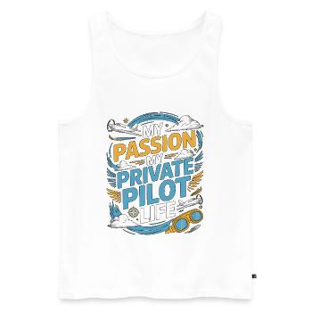 Pilote privé Ma passion Mon passionné d’aviation - Débardeur bio Premium Homme - blanc - Devant - Michal (187cm)