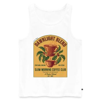 Petit-déjeuner Café Dawnlight Blend Slow Morning Club - Débardeur bio Premium Homme - blanc - Devant - Michal (187cm)