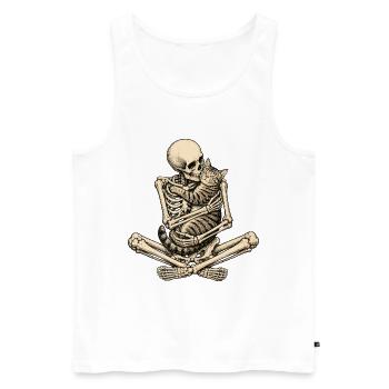 Skeleton, Cat, Halloween - Men's Premium Organic Tank Top - white - Front - Michal (187cm)