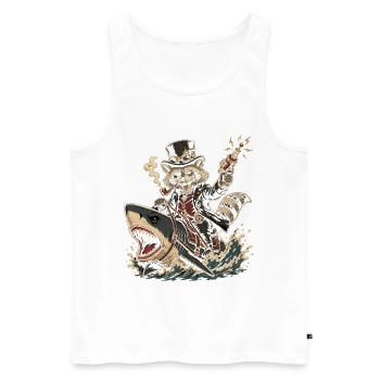 Requin raton laveur steampunk - Débardeur bio Premium Homme - blanc - Devant - Michal (187cm)