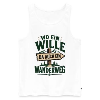 Wo ein Wille da auch ein Wanderweg - Männer Premium Bio Tank Top - Weiß - Vorne - Michal (187cm)