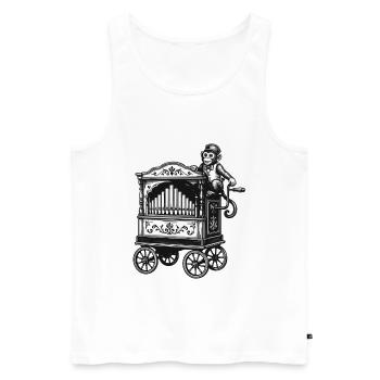 Orgue à baril vintage avec singe | Motif musical nostalgique - Débardeur bio Premium Homme - blanc - Devant - Michal (187cm)