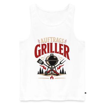 Auftragsgriller BBQ Grillmeister Vintage - Männer Premium Bio Tank Top - Weiß - Vorne - Michal (187cm)