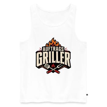 Auftragsgriller BBQ Grillmeister Grillkönig - Männer Premium Bio Tank Top - Weiß - Vorne - Michal (187cm)