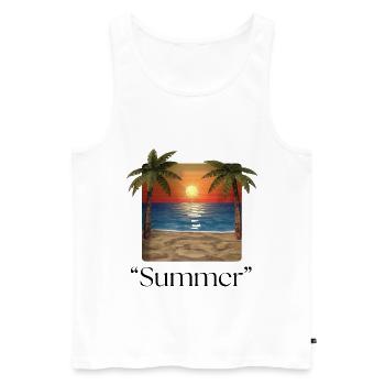 Sunset Palms Mosaik - Männer Premium Bio Tank Top - Weiß - Vorne - Michal (187cm)