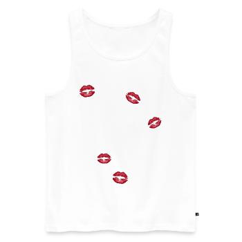 Lips All Over Kissing Lips With Lipstick Prints - Men's Premium Organic Tank Top - white - Front - Michal (187cm)