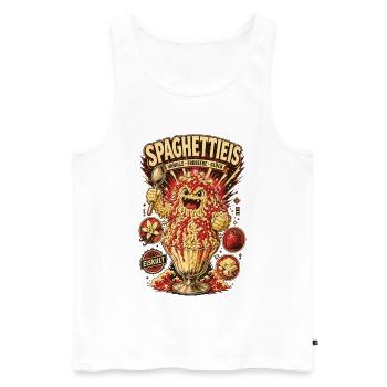 Spaghettieis Vanille Erdbeere Glück Shirt - Männer Premium Bio Tank Top - Weiß - Vorne - Michal (187cm)