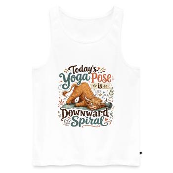 Spirale descendante de la vache de yoga - Débardeur bio Premium Homme - blanc - Devant - Michal (187cm)