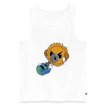 Soleil contre Terre : Éclipse solaire cosmique - Débardeur bio Premium Homme - blanc - Devant - Michal (187cm)