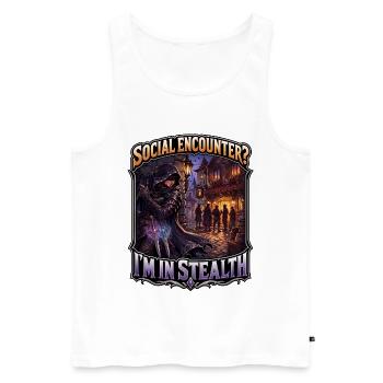 SOZIALE ERFAHRUNG? ICH BIN IM STEALTH - Männer Premium Bio Tank Top - Weiß - Vorne - Michal (187cm)