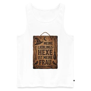 Lieblingshexe Holzschild Hexe Frau - Männer Premium Bio Tank Top - Weiß - Vorne - Michal (187cm)