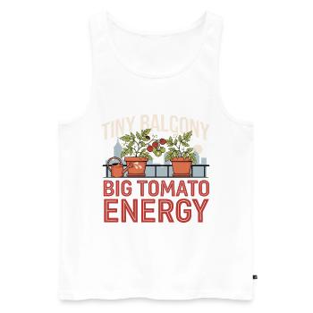 Petit balcon Une grande énergie tomate - Débardeur bio Premium Homme - blanc - Devant - Michal (187cm)