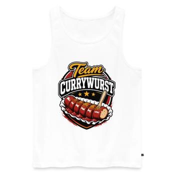 Team Currywurst | Fast Food Kult - Männer Premium Bio Tank Top - Weiß - Vorne - Michal (187cm)