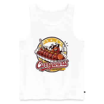 Currywurst For President | Fast Food Kult - Männer Premium Bio Tank Top - Weiß - Vorne - Michal (187cm)